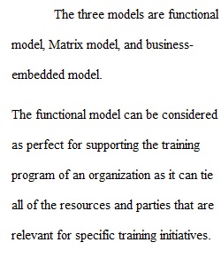 Week 3 - Assignment Evaluate Models of Organizing Training Departments